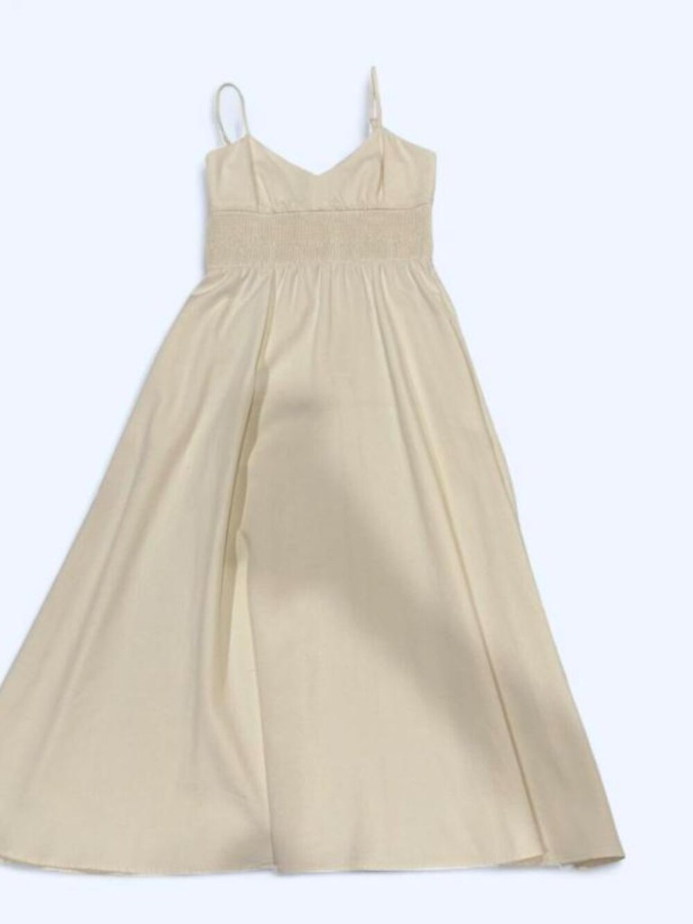 Zara Cream Smocked Midi Dress - Size M